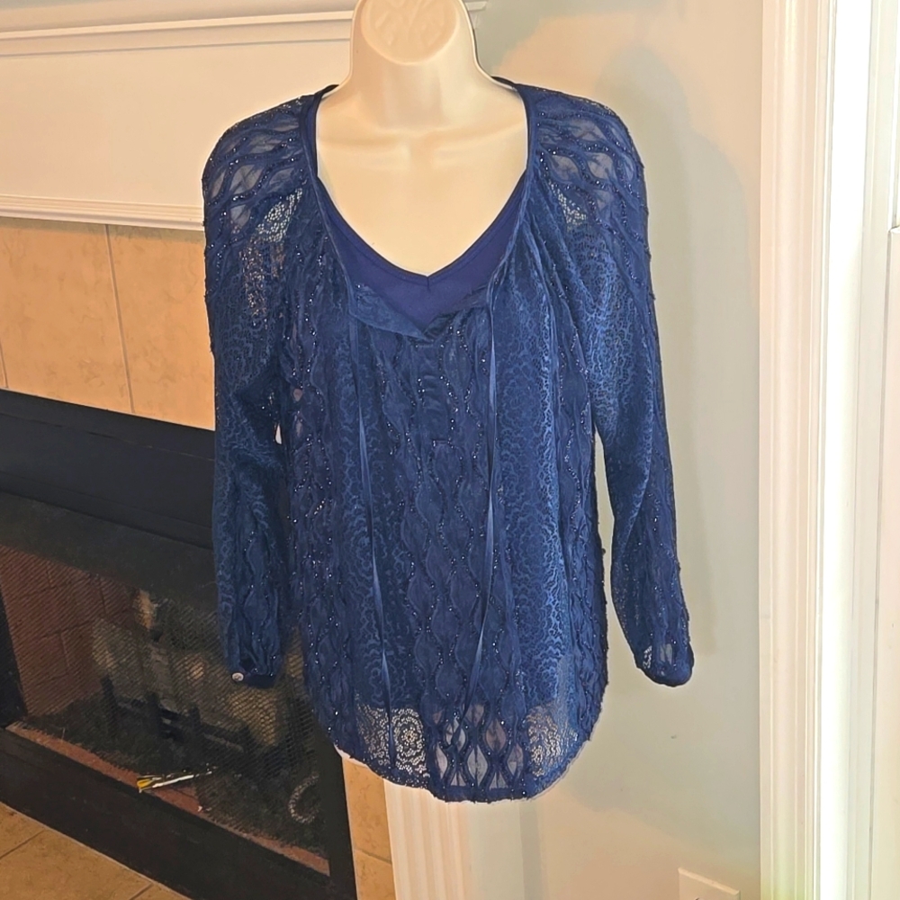 Sparkly navy blue top sz S